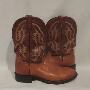 Tony Lama Mens Tan Aztec Shrunken Shoulder Stockman Leather Cowboy Boots Size 10